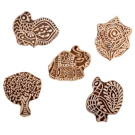 Set of 5 Piece New Mix Wooden Printing Block